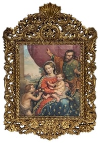 Spanish School Madonna & Child Oil on Canvas