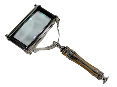 VTG Rectangular Metal & Horn Magnifying Glass