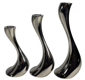 Georg Jensen, Denmark Cobra Candlesticks 3pc LOT