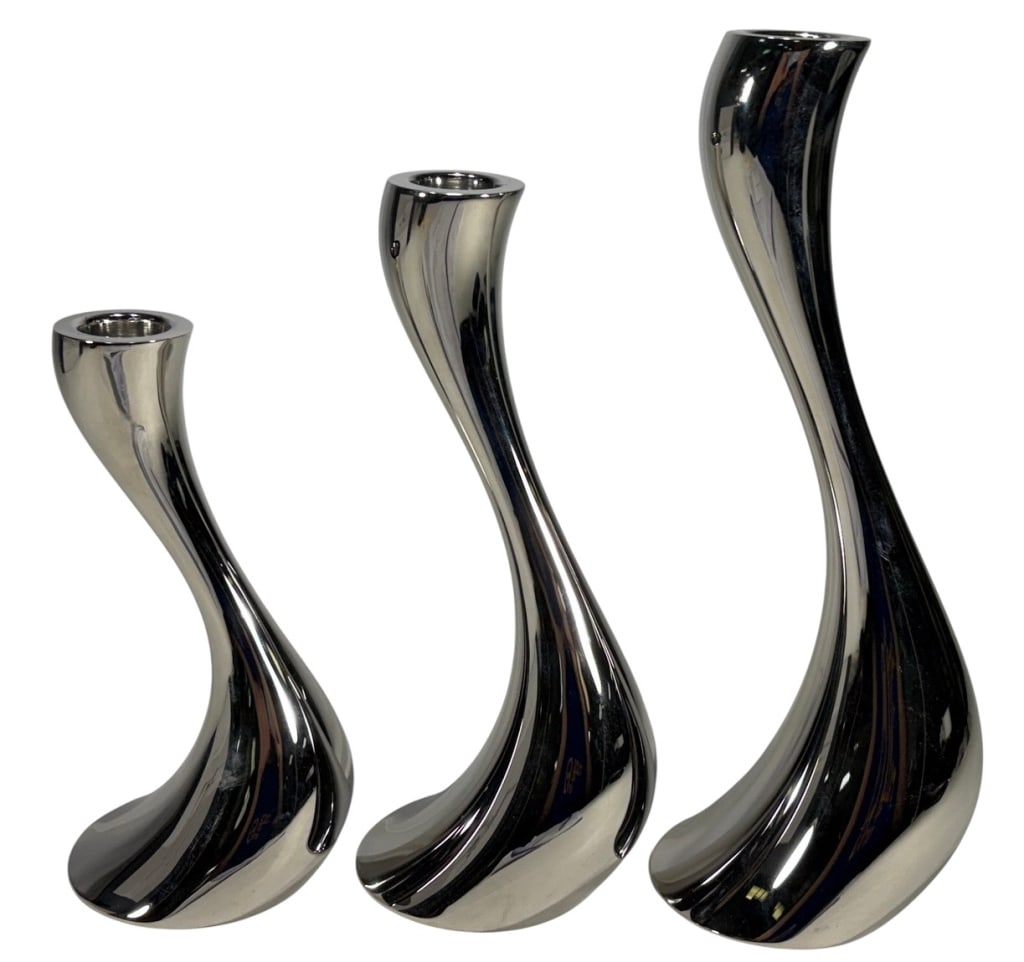 Georg Jensen, Denmark Cobra Candlesticks 3pc LOT (1 of 7)