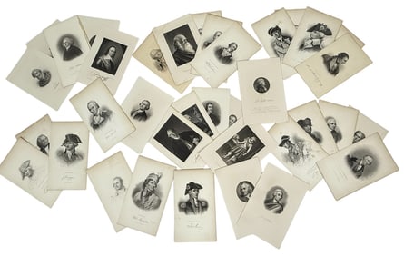 19th C. Engraved Historical Portrait Prints 36pcs