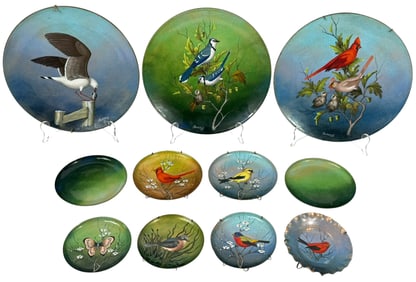 Nekrassoff Enamel on Copper Nature Dishes 11pc SET