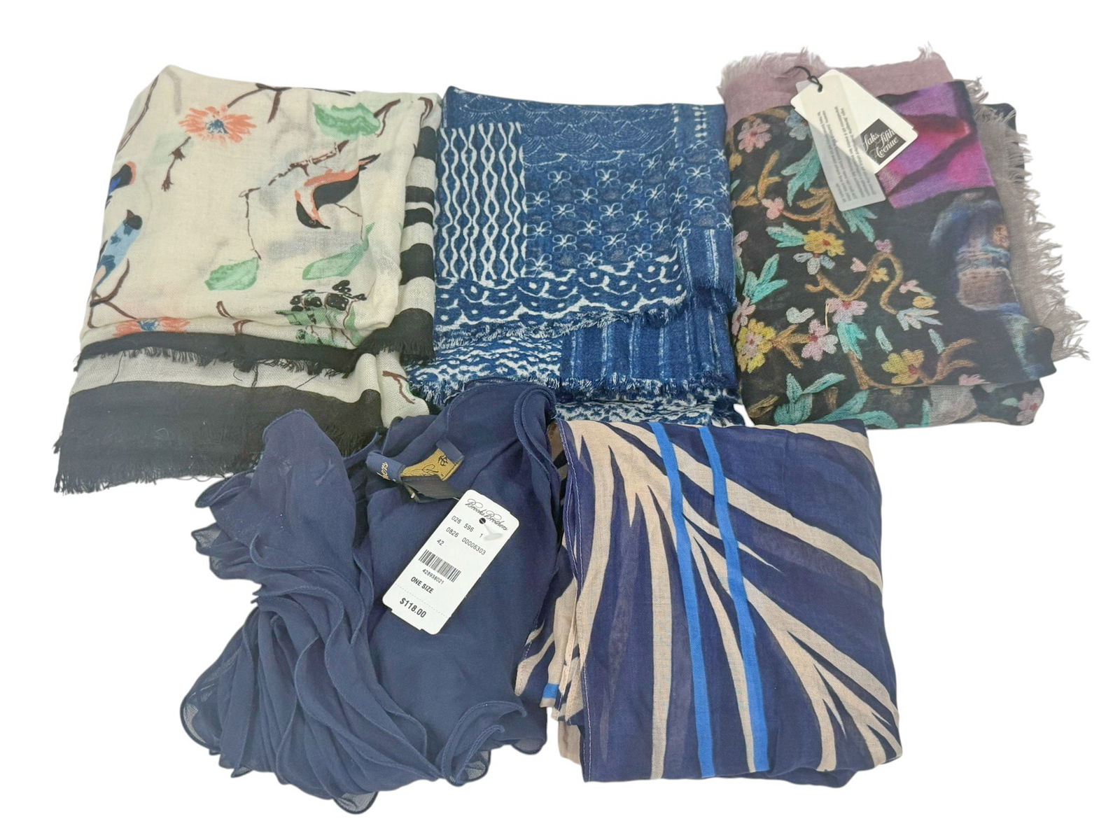 Brooks Brothers, Saks Fifth & More Scarves 5pc LOT (1 of 11)