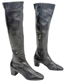 Gianvito Rossi Black Leather Knee-High Boots Sz 37