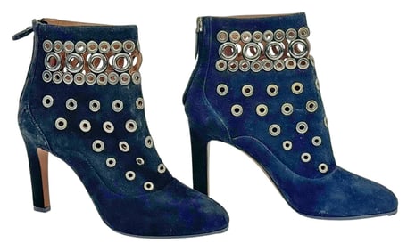 Alaia Paris Black Suede Eyelet Ankle Boots Sz 38.5