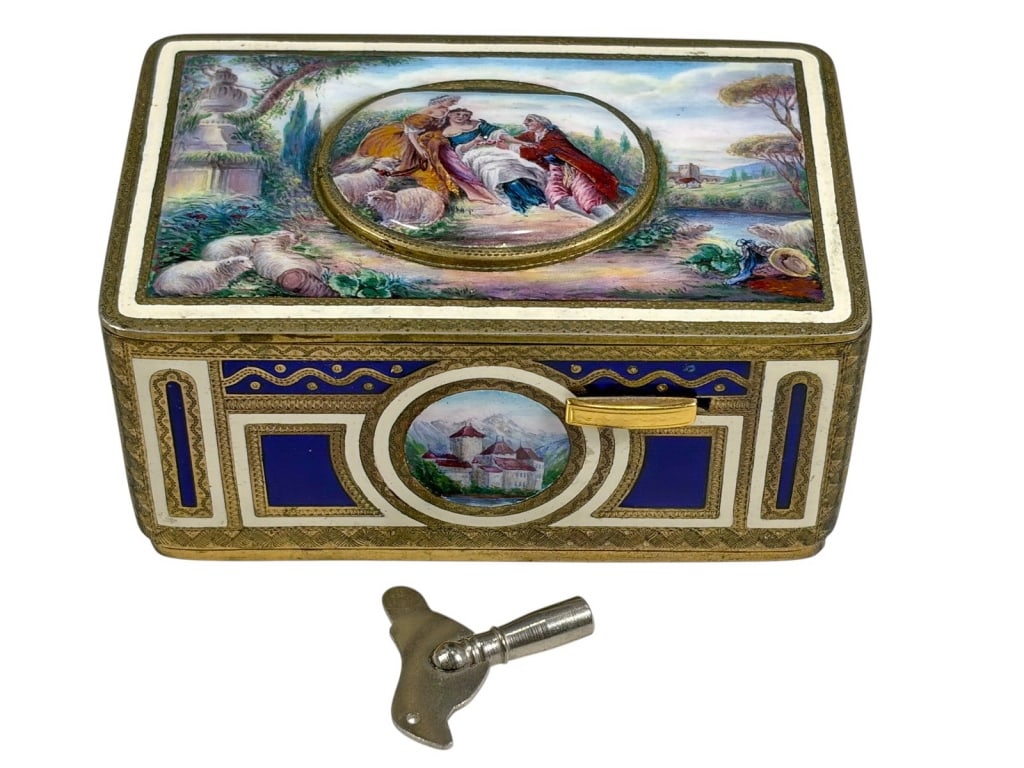 German Gilt Metal & Enamel Singing Bird Box (1 of 9)