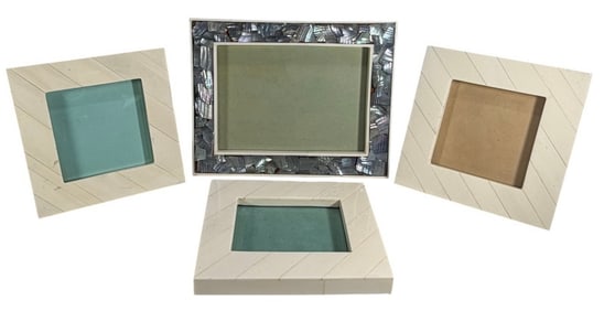 Modern MOP, Wood & Bone Picture Frames 4pc LOT