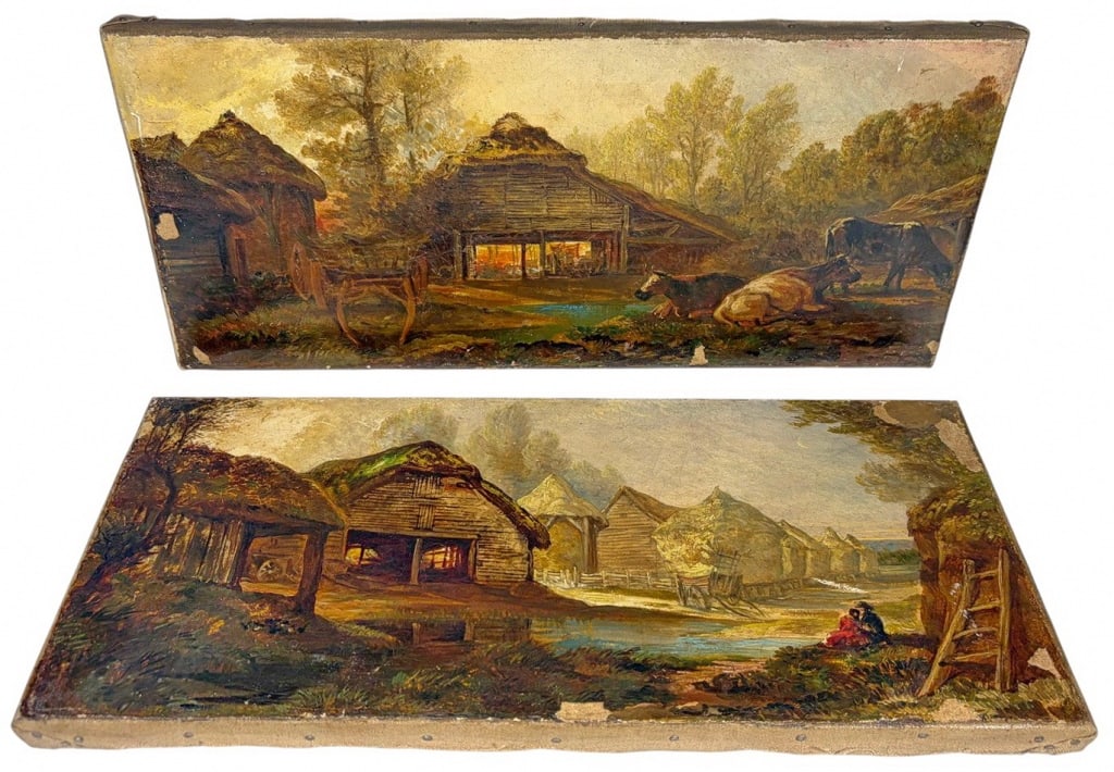 Antique European Oil Painting on Canvas 2pc LOT (1 of 13)