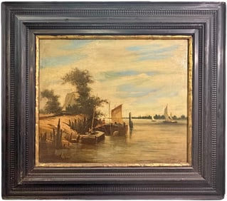 Dated 1884 European Oil Painting on Wood SIGNED