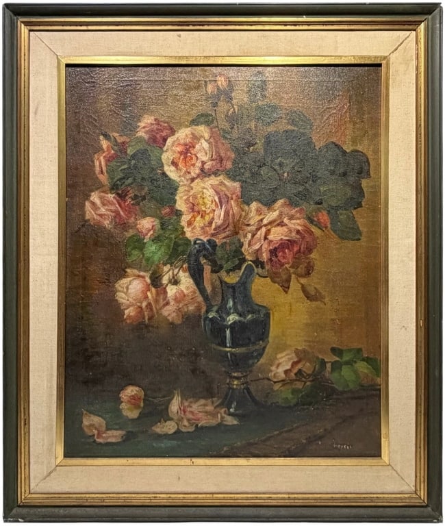 Still Life Roses Oil Painting on Canvas SIGNED (1 of 5)