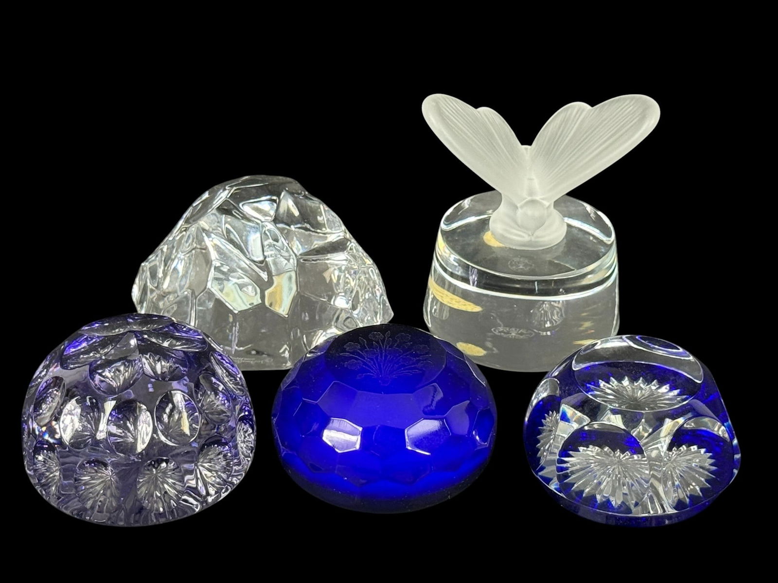 Signed Crystal & Art Glass Paperweights 5pc LOT (1 of 8)