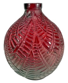 After R. Lalique Espalion Red Art Glass Vase