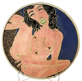 1975 Woman Erotic Ceramic Plate SIGNED