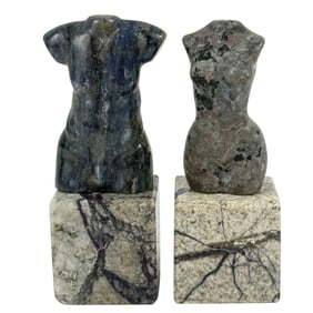 Pair of Morado Opal Stone Nude Torso Sculptures