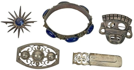 Mexico Mid-Century Sterling Silver Jewelry 5pc LOT