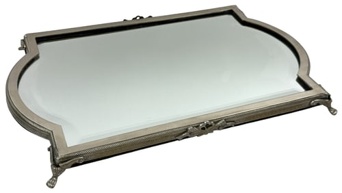 Silver Plated Beveled Glass Mirrored Plateau Tray