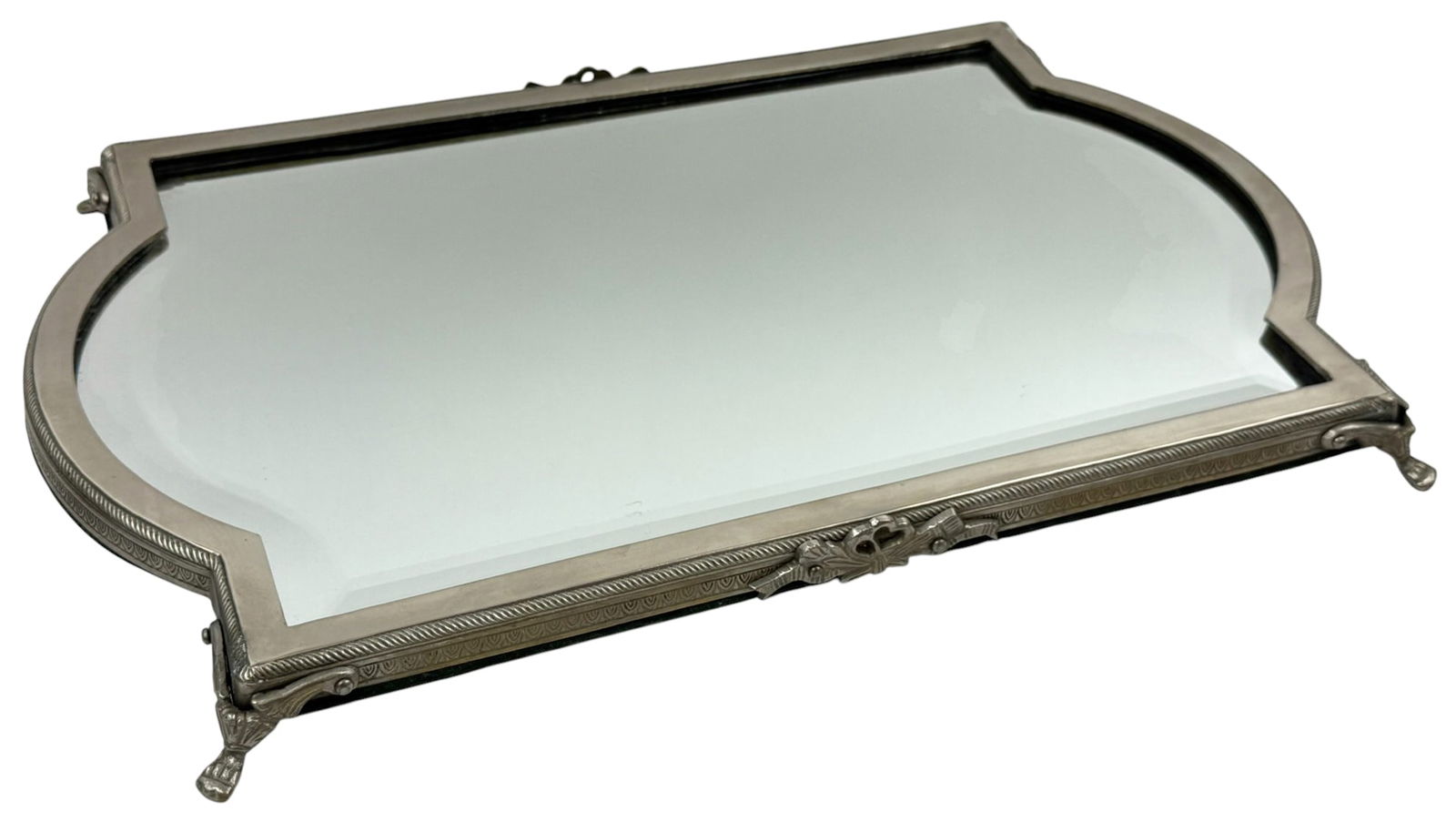 Silver Plated Beveled Glass Mirrored Plateau Tray (1 of 7)
