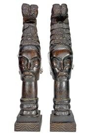 Pair of Vintage African Carved Wood Sculptures