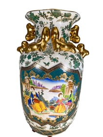 Mid Century Famille Rose Style Porcelain Vase