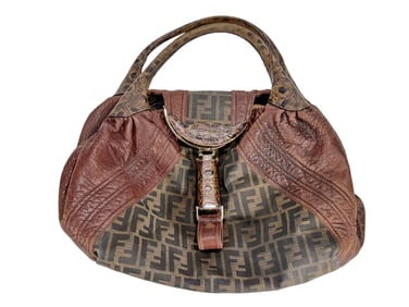 Fendi Spy Zucca Turtle Pattern Leather Handbag