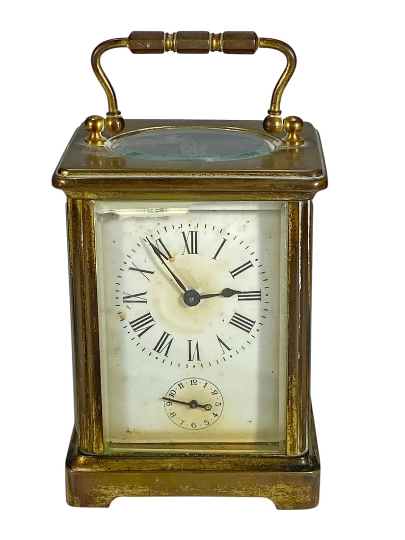 Antique French Bronze & Crystal Travel Alarm Clock (1 of 9)