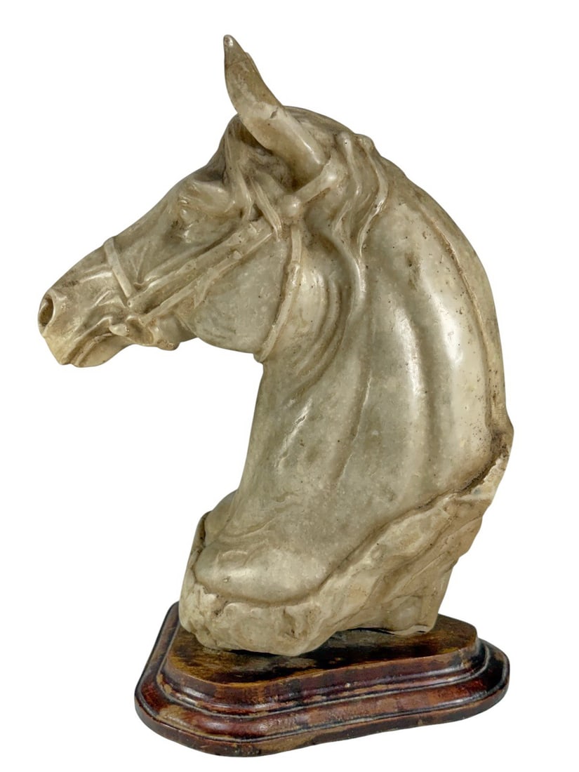 European Horse Head Alabaster Sculpture SIGNED (1 of 8)