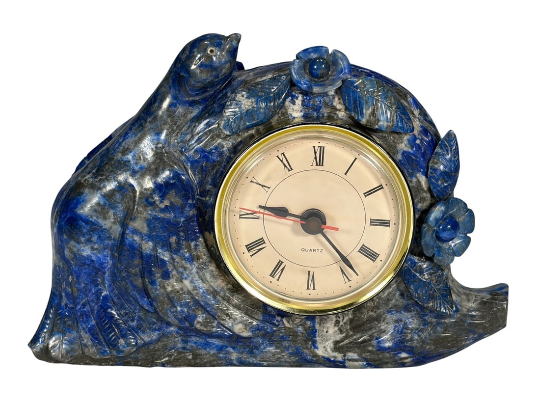 Vintage Lapis Lazuli Birds Quartz Desk Clock (1 of 8)