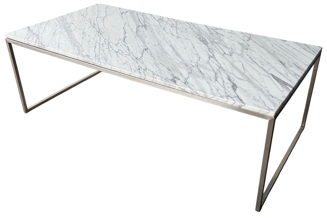 Marble Top & Metal Rectangular Coffee Table (1 of 4)