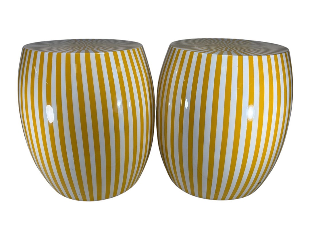 Pair of Janson Striped Resin Stools by Made Goods (1 of 5)