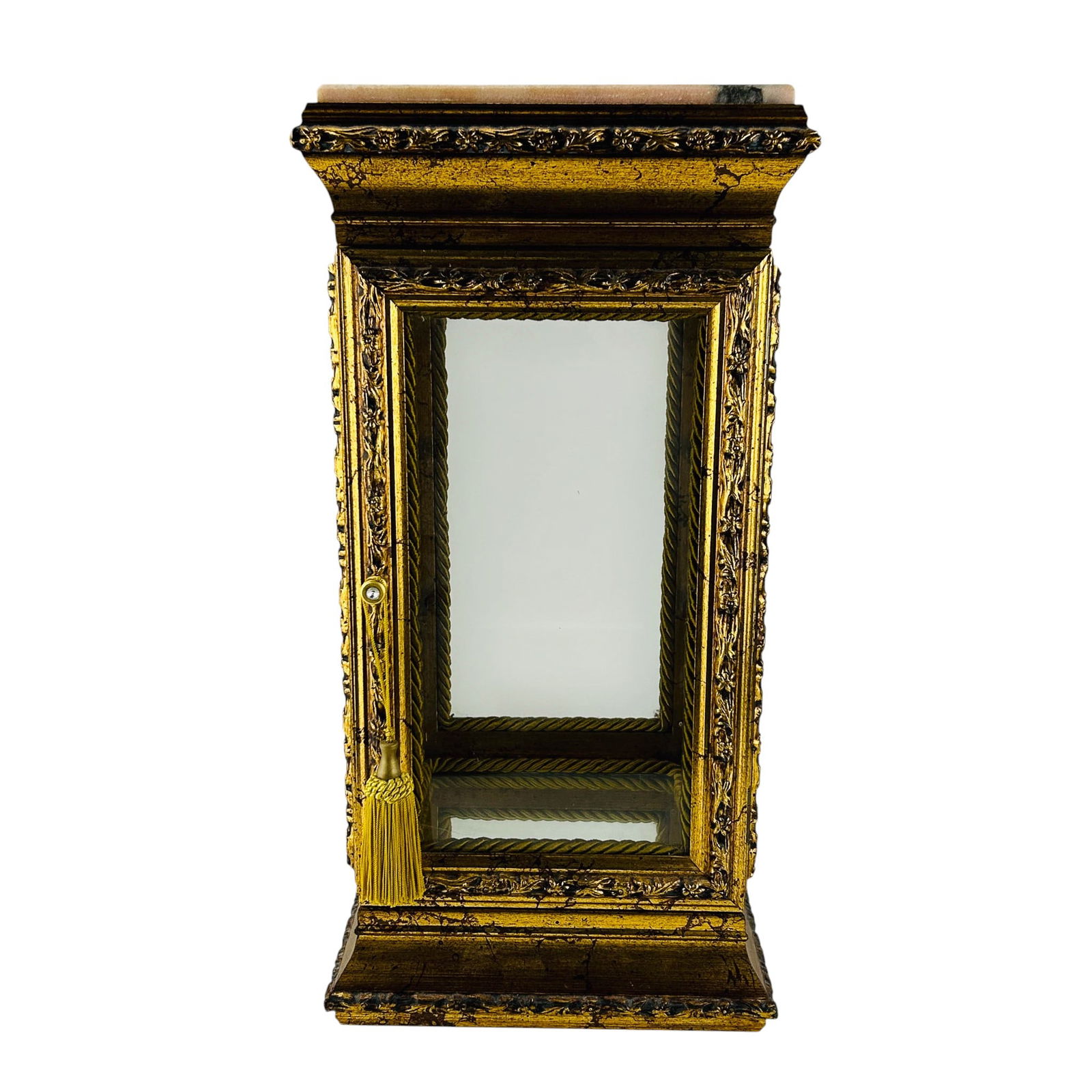 Italian Gilt Wood Pink Marble Top Display Cabinet (1 of 6)