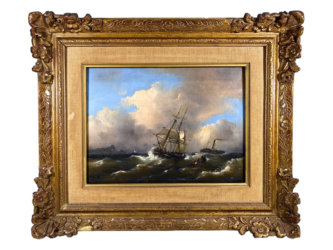 Seascape Oil on Wood after Abraham Hulk SIGNED (1 of 5)