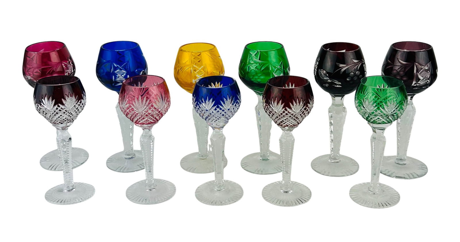 Czech Crystal Cut Clear Barware Cordials 11pc LOT (1 of 6)