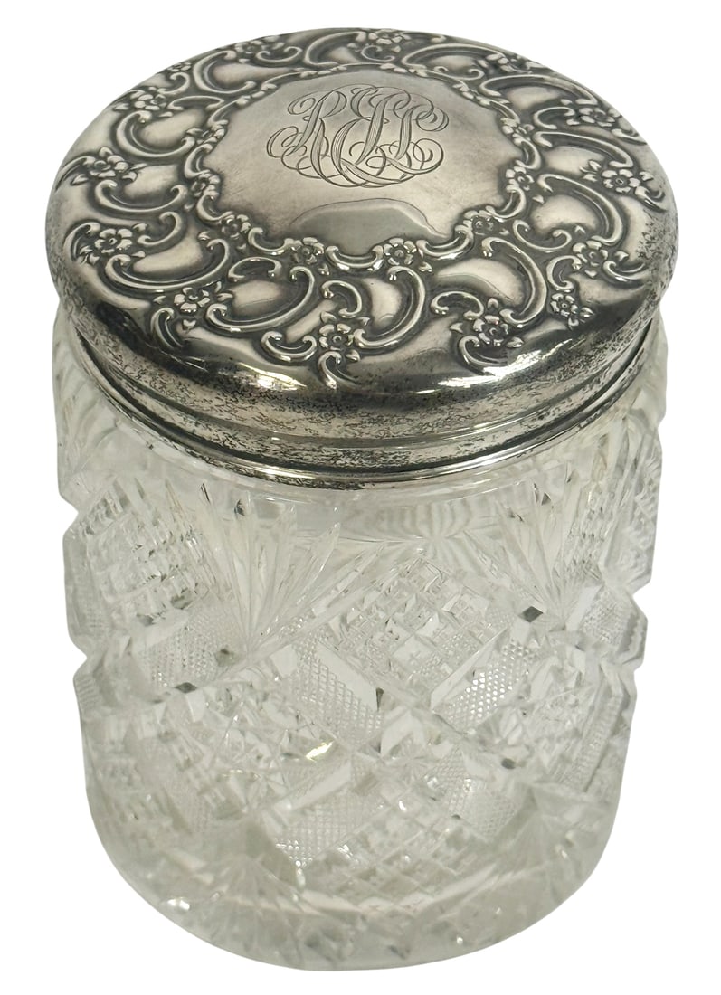Tiffany & Co. Sterling Silver Lidded Crystal Jar (1 of 5)