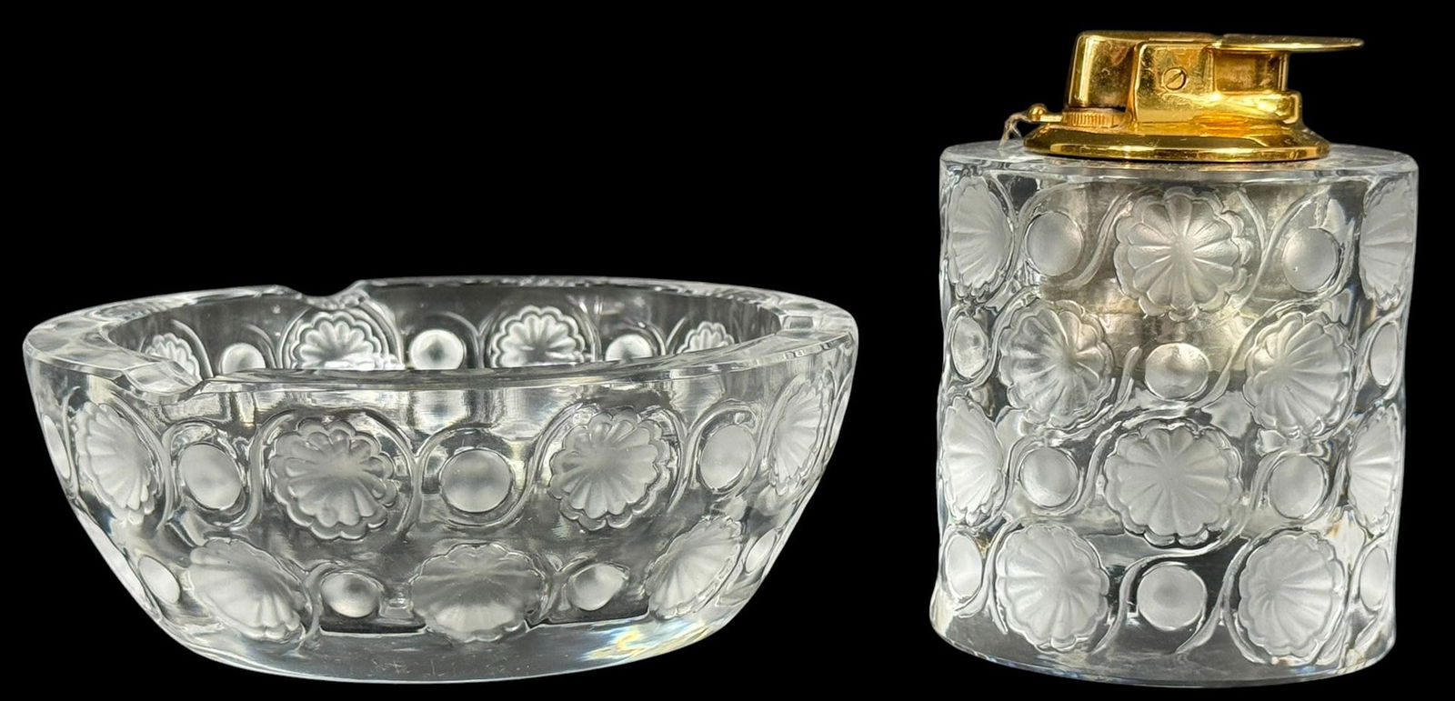 Lalique French Crystal Lighter & Ashtray 2pc SET (1 of 6)