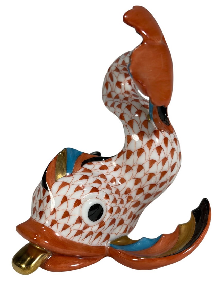 Herend Hungarian Fishnet Koi Fish Porcelain Fig (1 of 6)