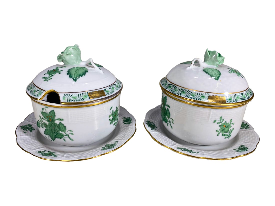 Herend Bouquet Apponyi Sugarpot & Saucers 2pc LOT (1 of 6)