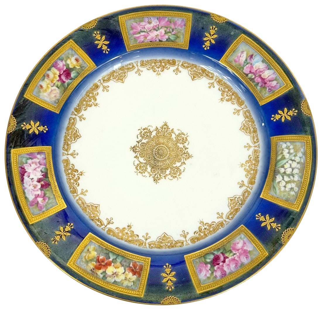 T&V Limoges French Porcelain Floral Cabinet Plate (1 of 6)