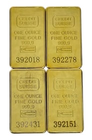 Faux Credit Suisse 1oz Gold-Tone Replica Bars 4pc SET