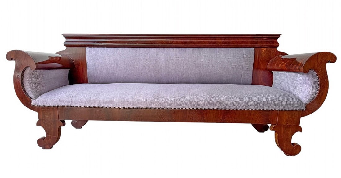 American Empire Style Large Mahogany Sofa (1 of 8)