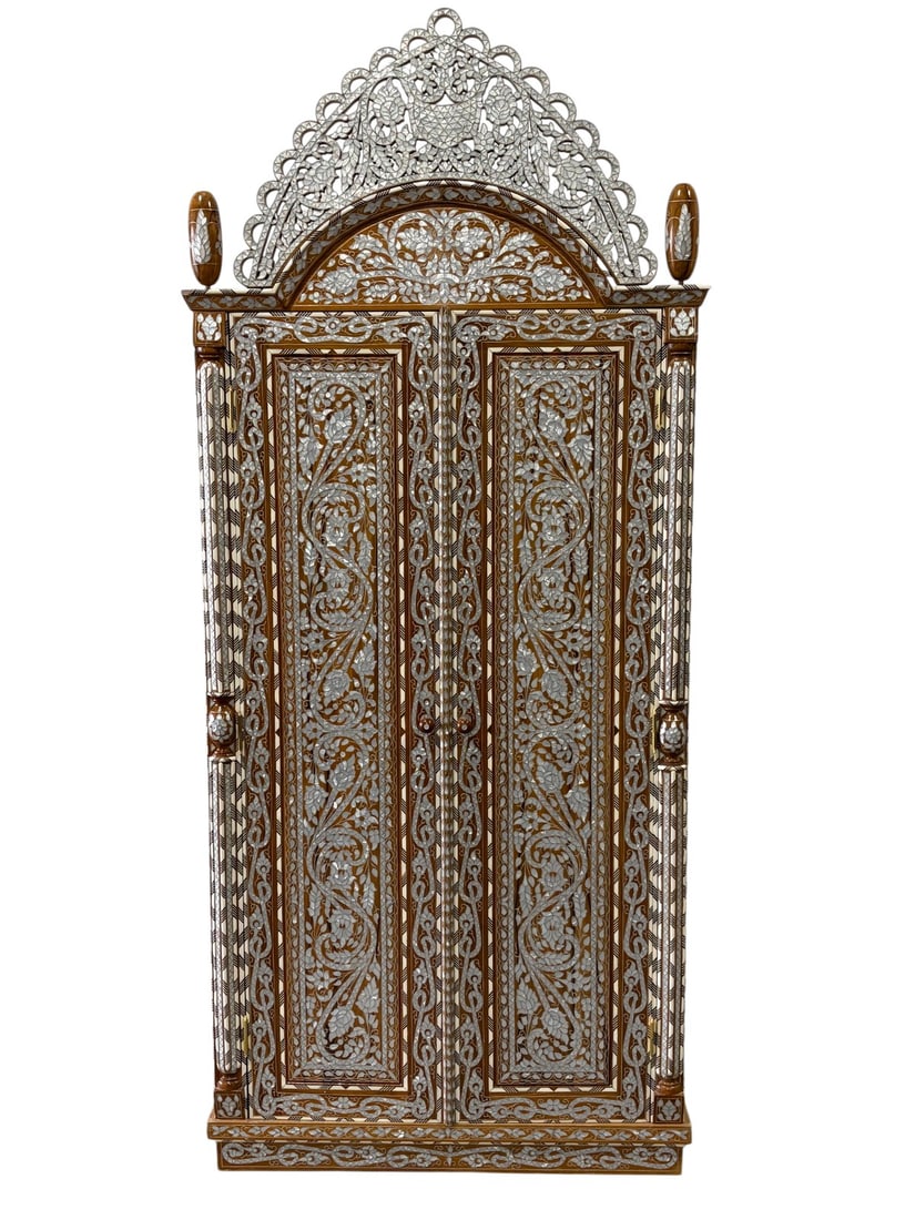 Syrian Mother of Pearl Inlaid Wood Cabinet (1 of 13)