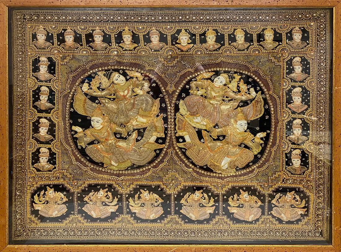 Vintage Burmese Kalaga Framed Embroidery (1 of 10)