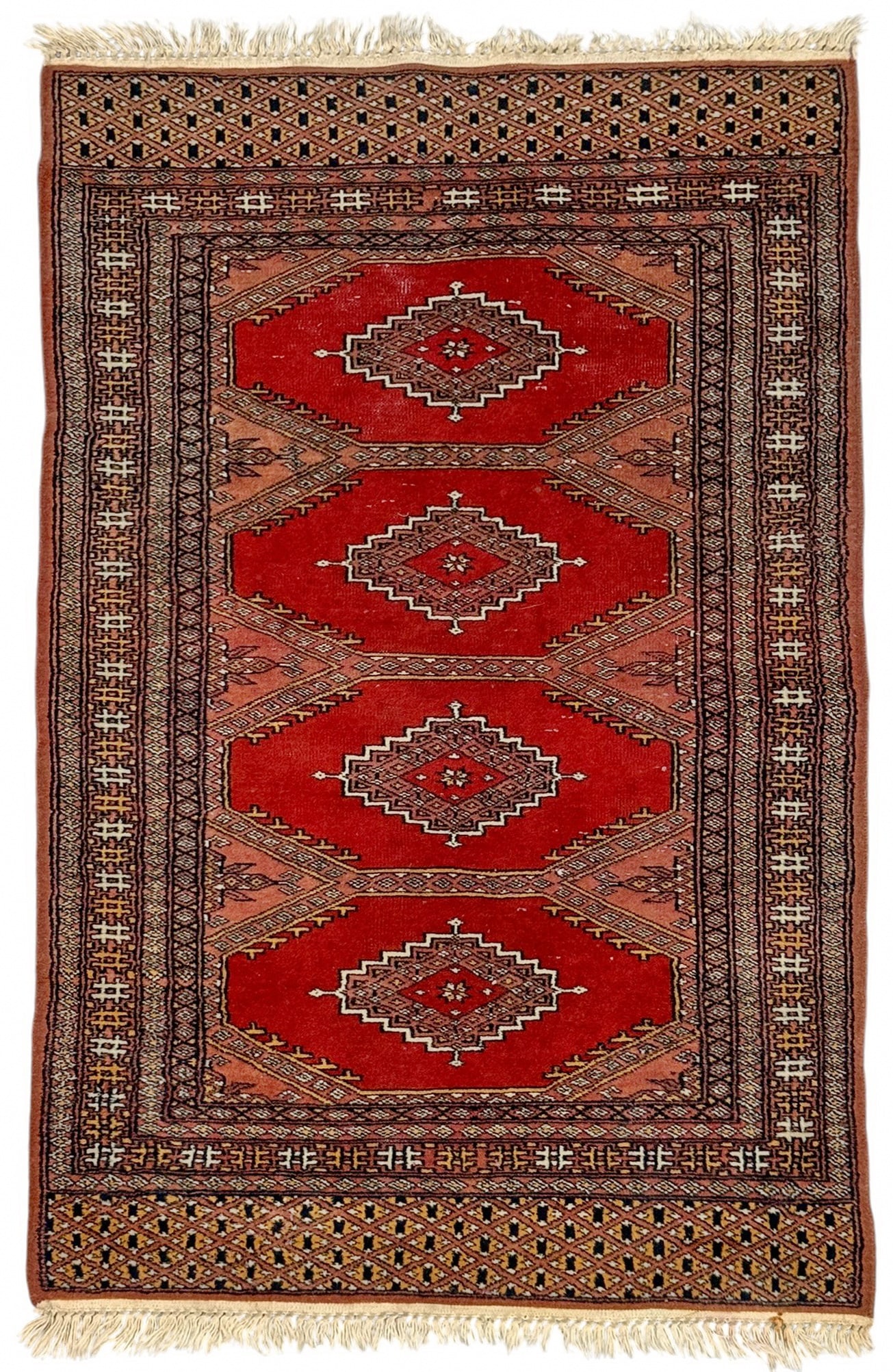 Vintage Hand-Knotted Tribal Bokhara Wool Rug (1 of 7)
