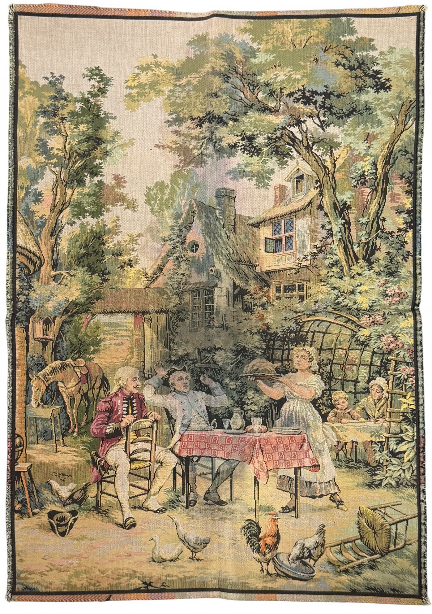 French Made Pastoral Scene Woven Wall Tapestry (1 of 9)