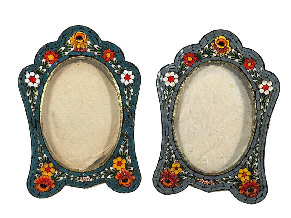 Antique Italian Micro Mosaic Picture Frames 2pcs (1 of 5)