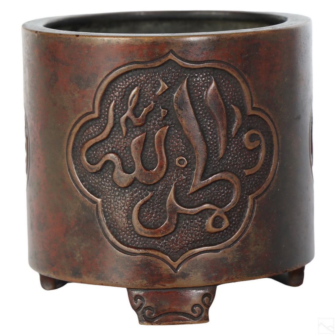 Chinese Bronze Cylindrical Censer w/ Arabic Script (1 of 8)