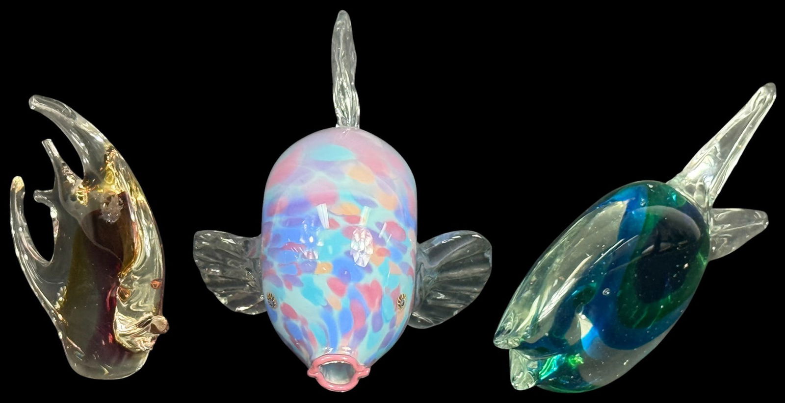 Hand-Blown Art Glass Fish Sculptures 3pc LOT (1 of 5)