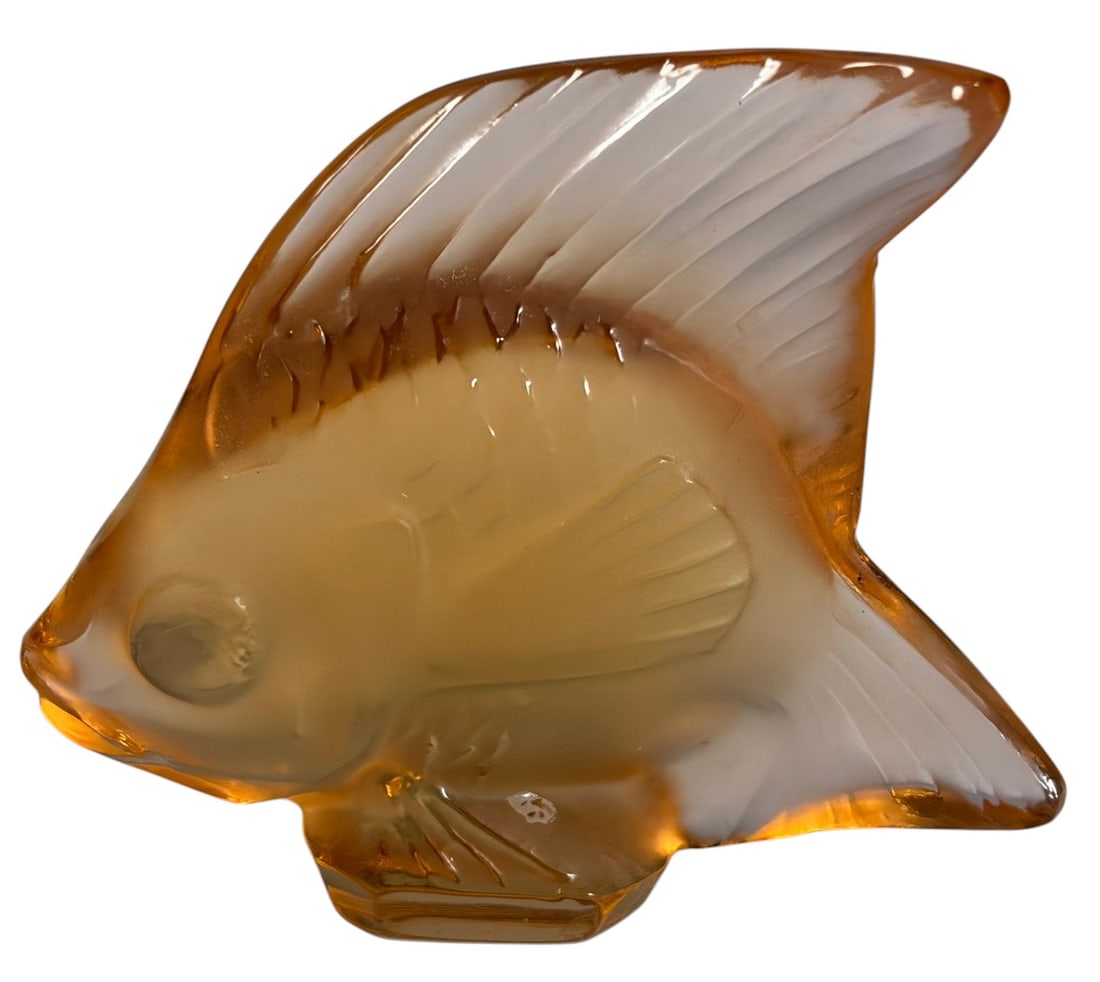 Lalique French Orange Angel Fish Art Glass Figure (1 of 4)