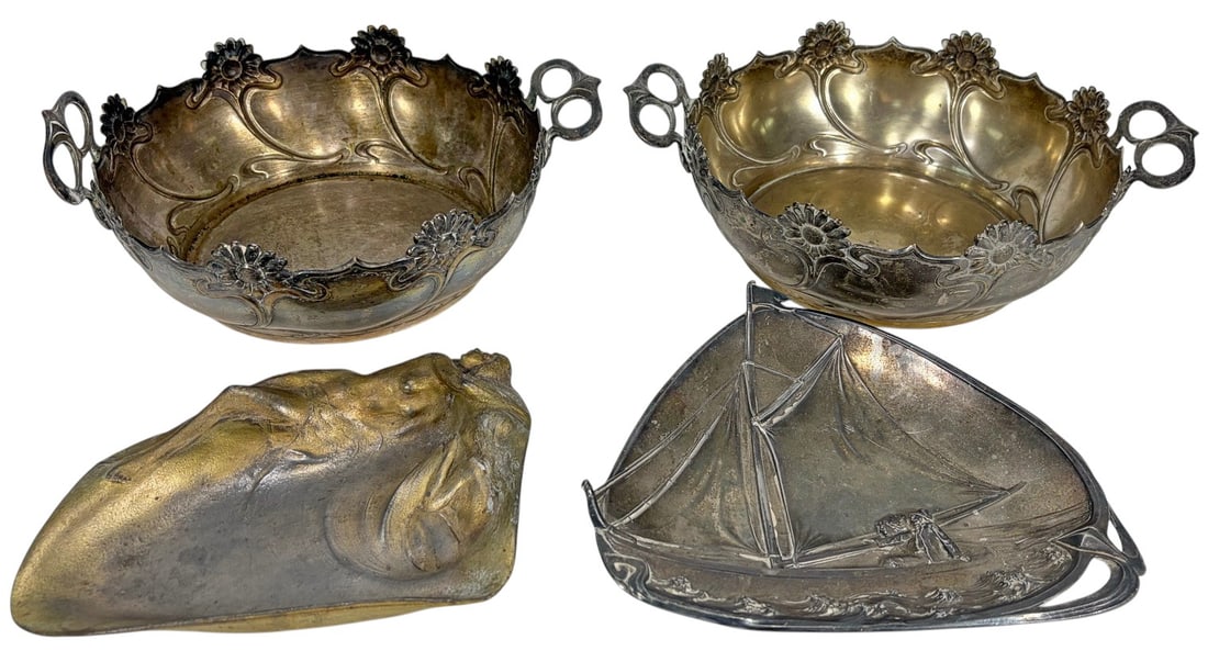 WMF German Art Nouveau Bowls & Trays 4pc LOT (1 of 9)
