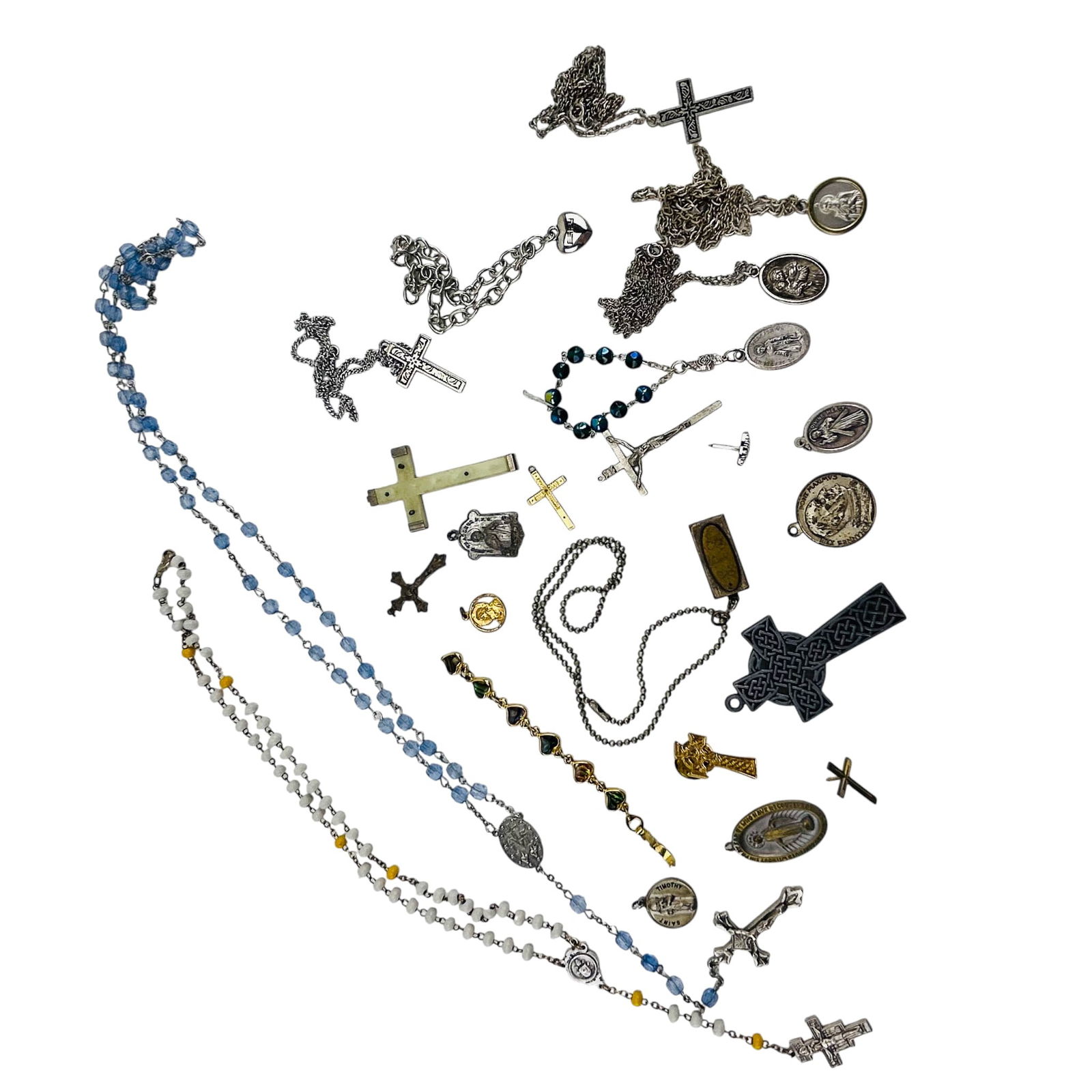 Catholic Crucifix Cross Rosary Medal Jewelry LOT (1 of 7)