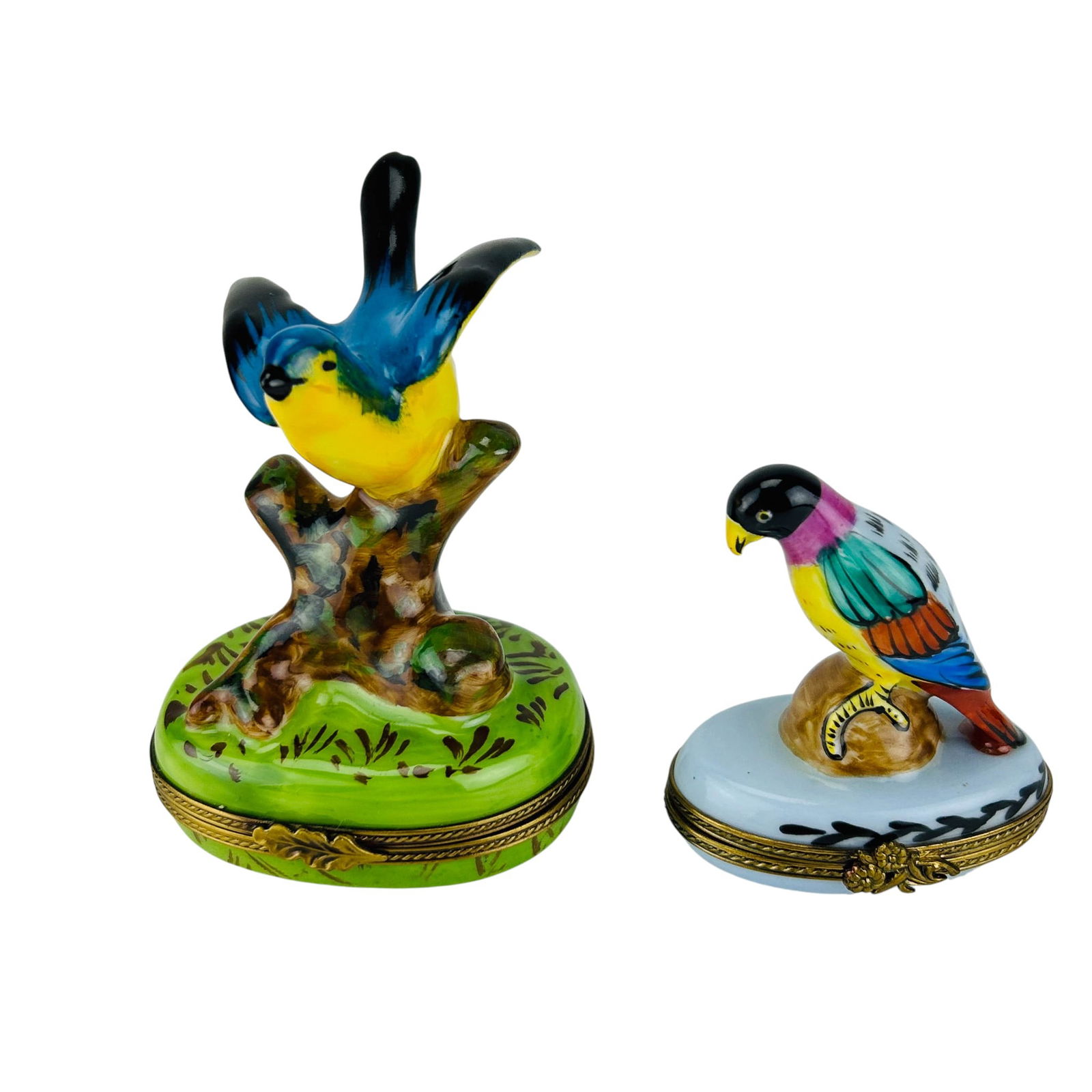 Limoges Painted Porcelain Pair Bird Trinket Boxes (1 of 4)